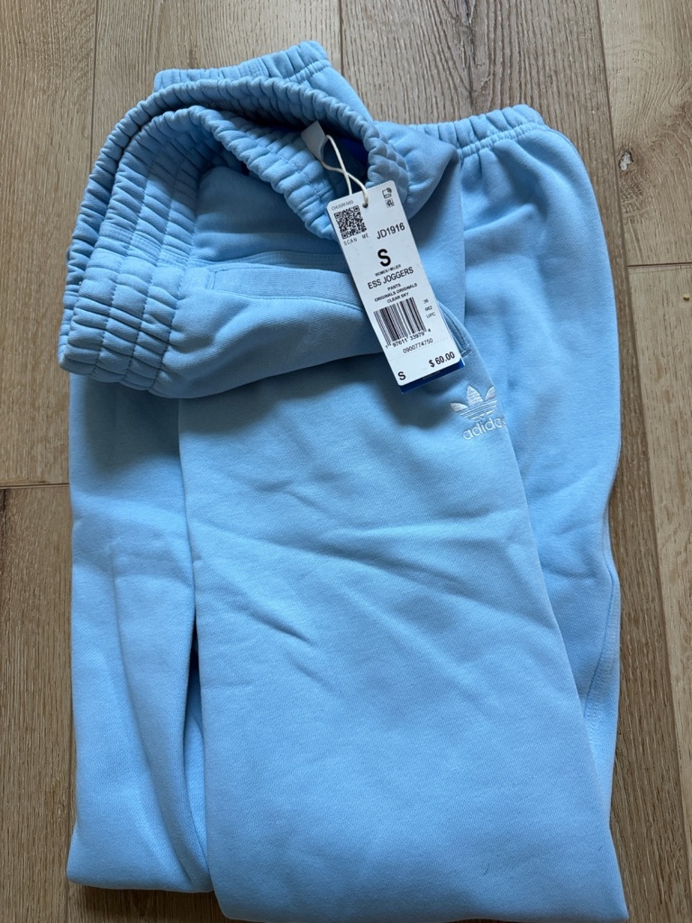 adidas Women’s  Light Blue ESS Joggers with Elastic Waistband